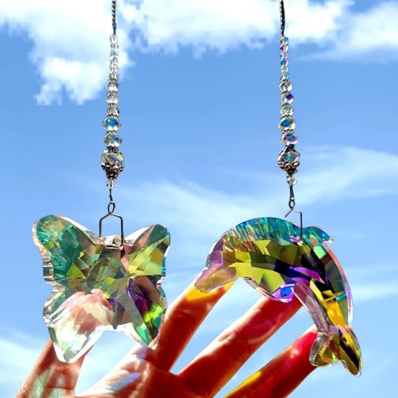 Crystal Sun Catcher - Atrapasueños de prisma de delfín y