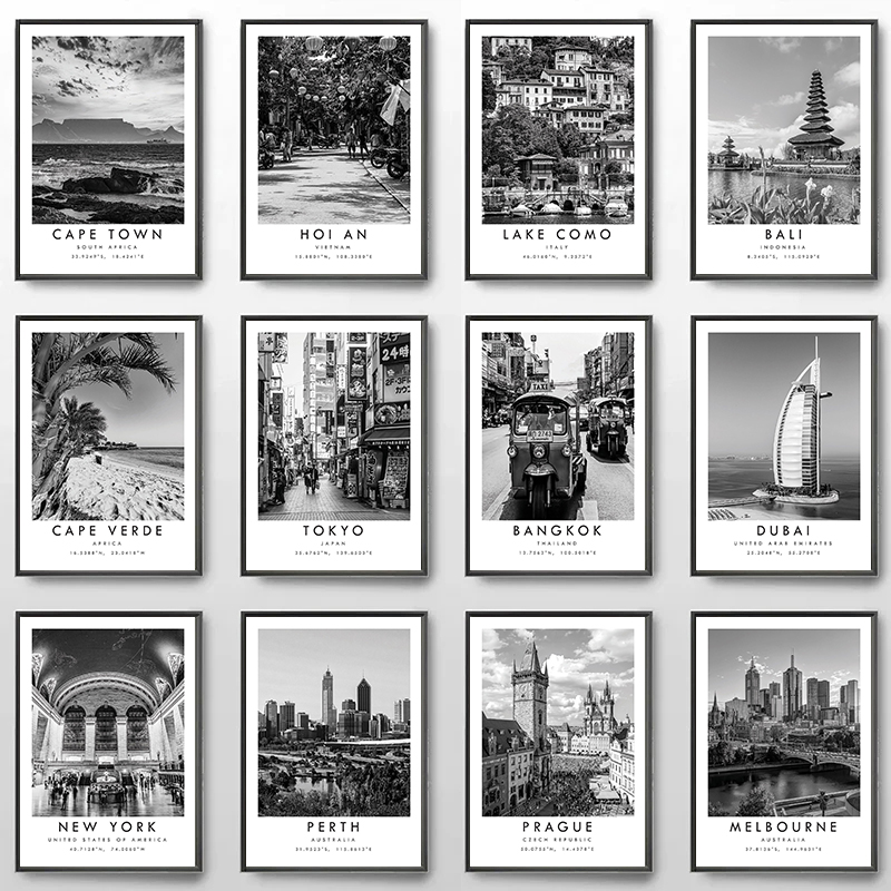 Home Decor Dubai - Póster blanco y negro de Dubái,