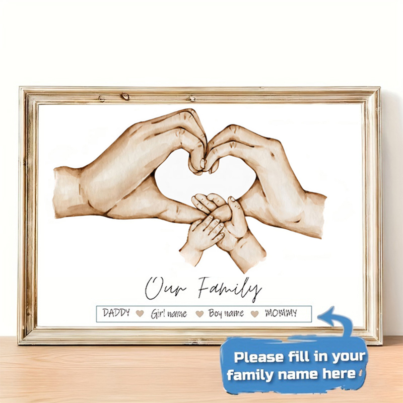 Home Decor Canvas - Póster personalizado de mano familiar, pintura