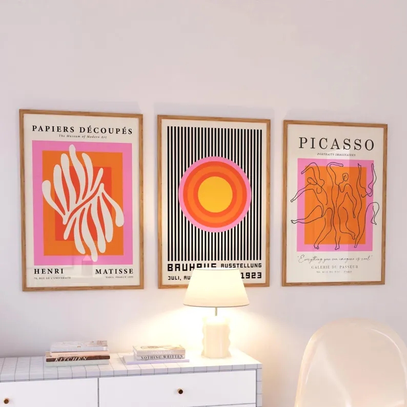 Home Decor Orange - 3 piezas de arte moderno naranja