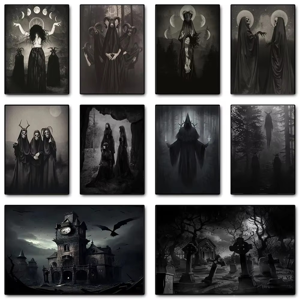 Home Decor Gothic - Pósteres de arte Dark Academia AA,