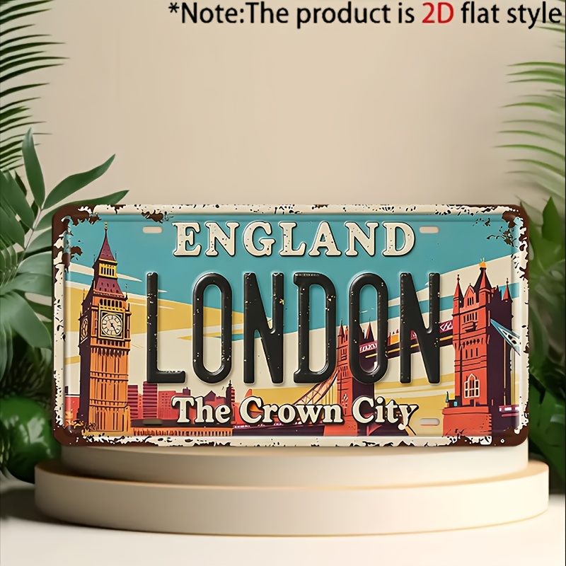 Home Decor London - Letrero Metálico Vintage con Placa de
