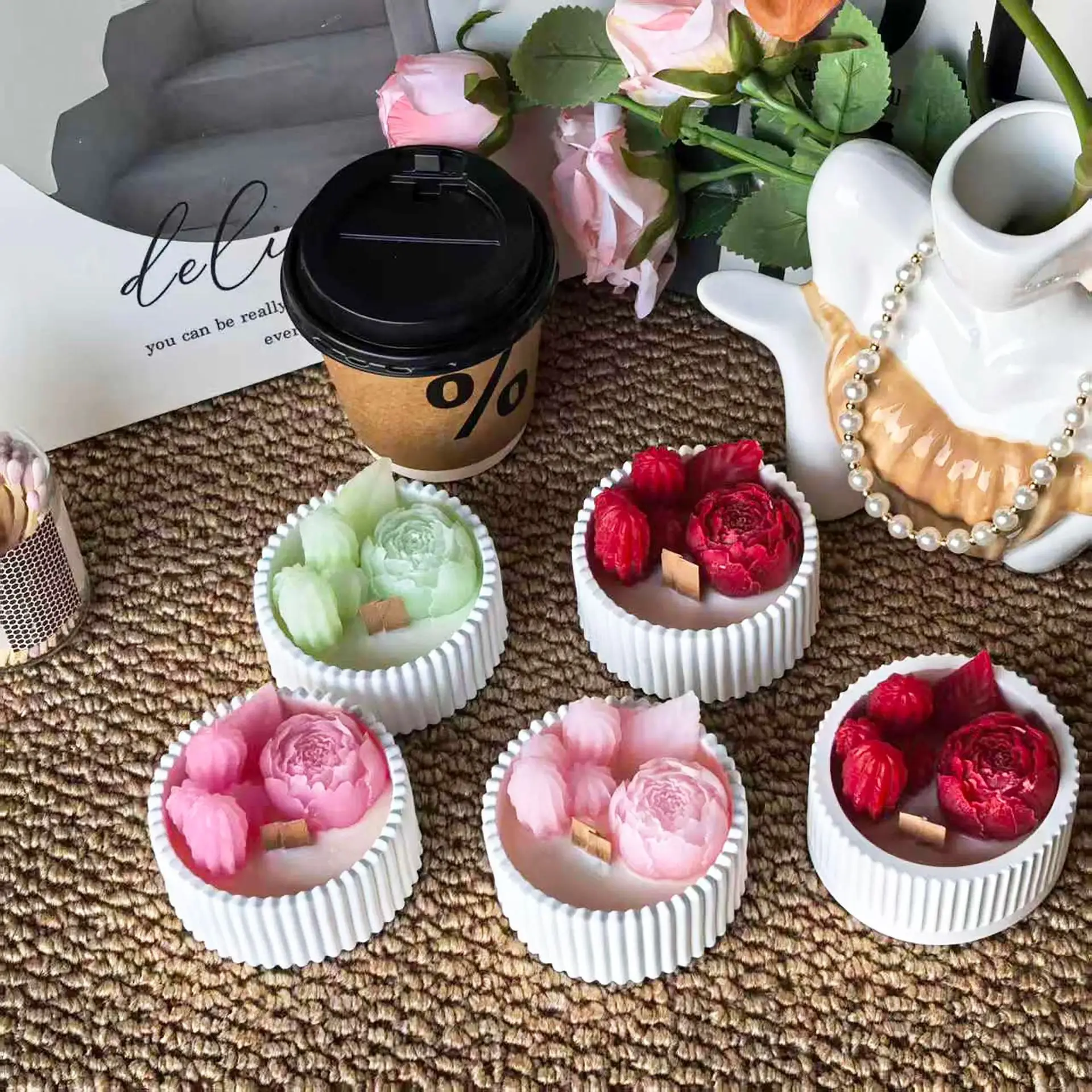 Home Decor Flowers - 2 Velas Aromáticas en Forma de