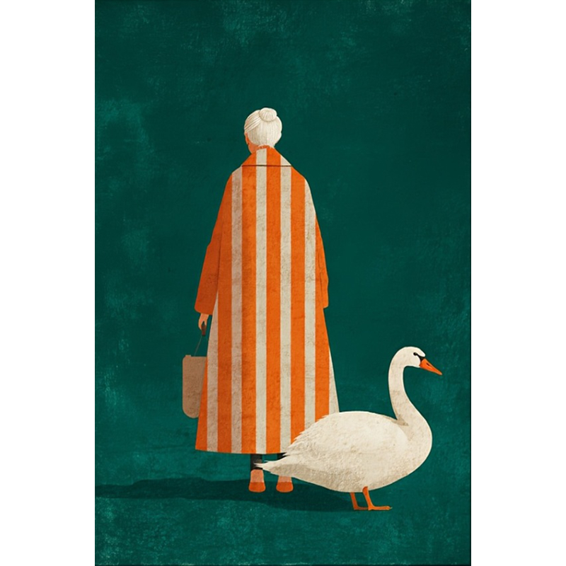 Home Decor Orange - Figura en naranja, póster de rayas