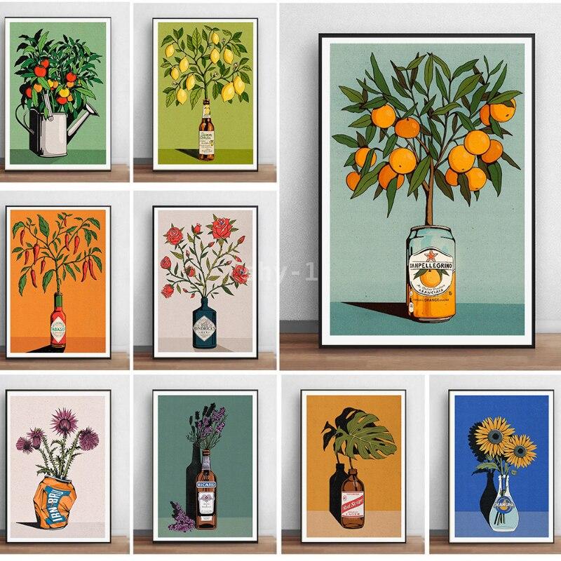 Home Decor Orange - Arte Mural Moderno de Cítricos, Impresiones