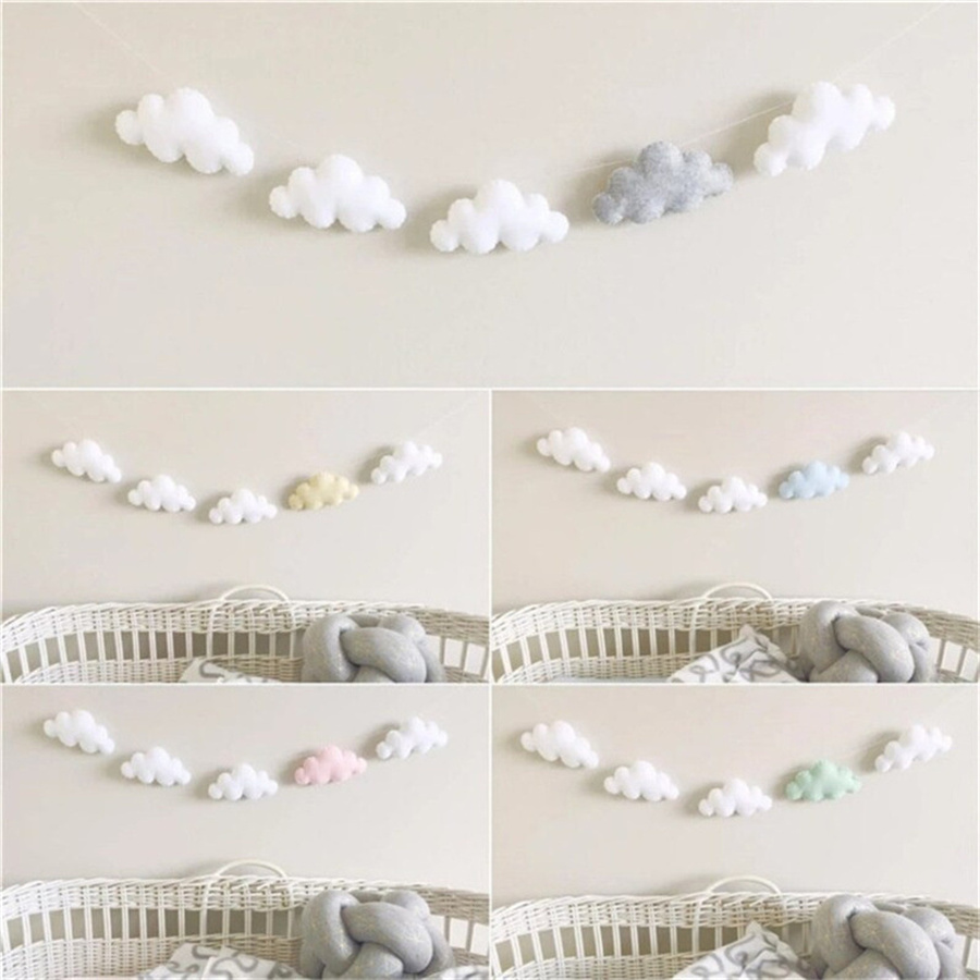 Home Decor Korea - Guirnaldas de nubes de fieltro nórdico,