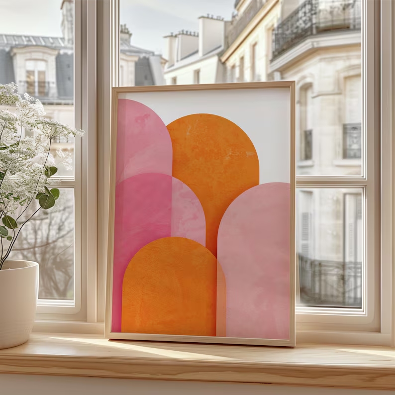 Arte de pared geométrico moder - Home Decor Orange reseña y precio