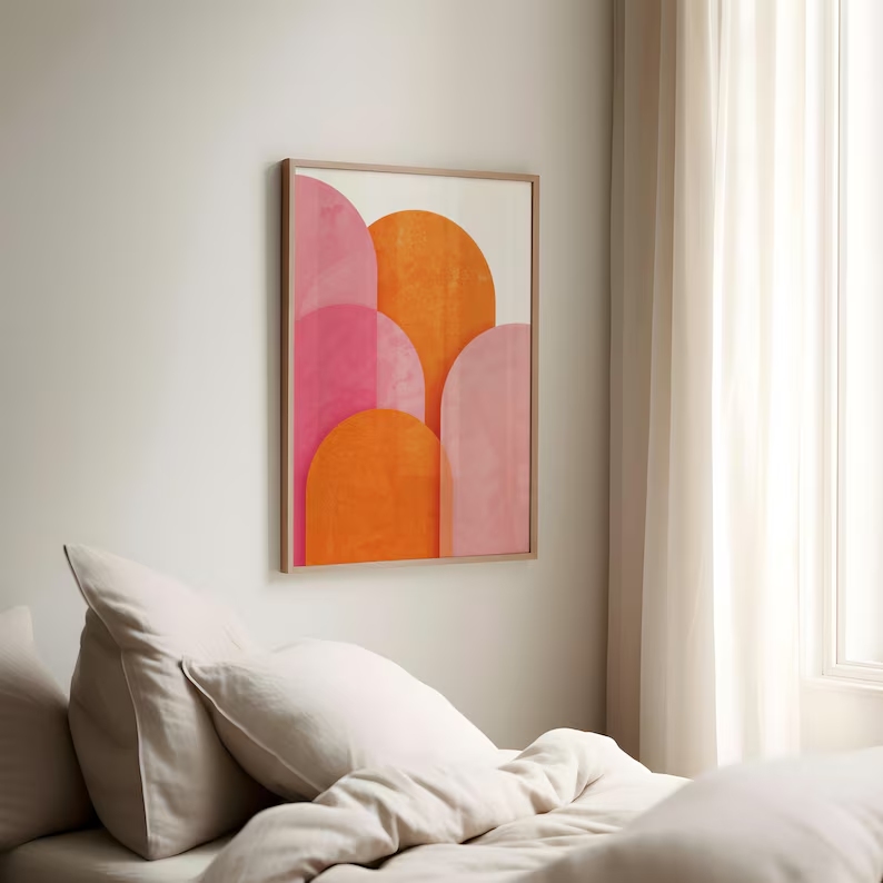 Arte de pared geométrico moder - Home Decor Orange reseña y precio