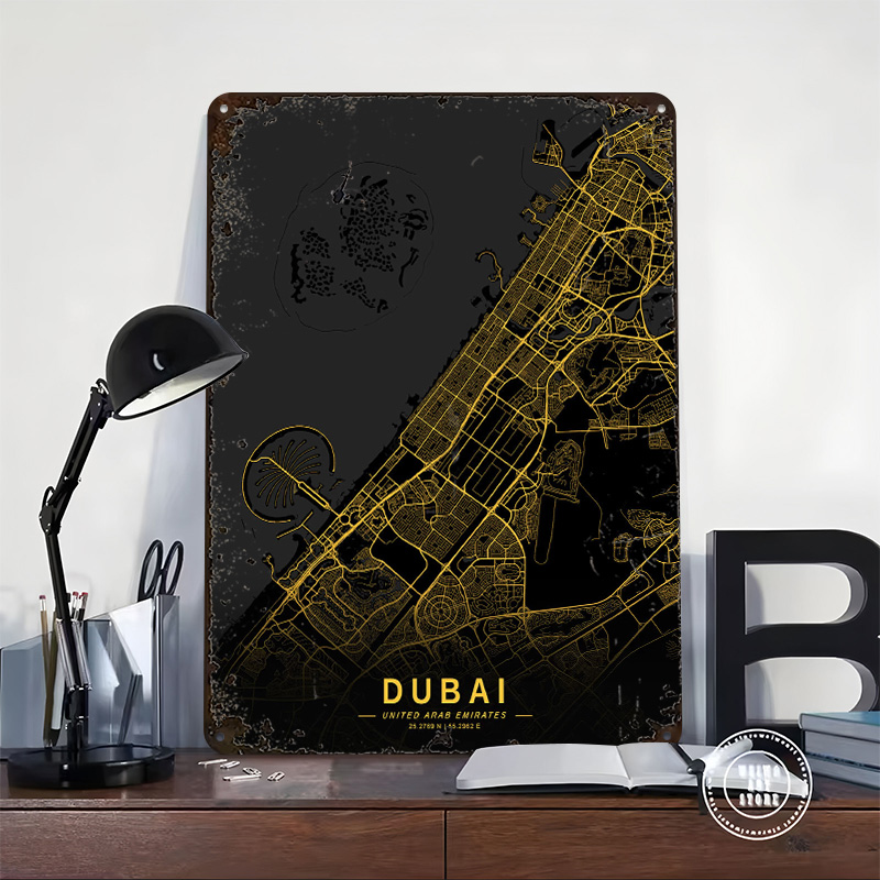 Mapa Metálico Dorado de Dubái, - Home Decor Dubai reseña y precio