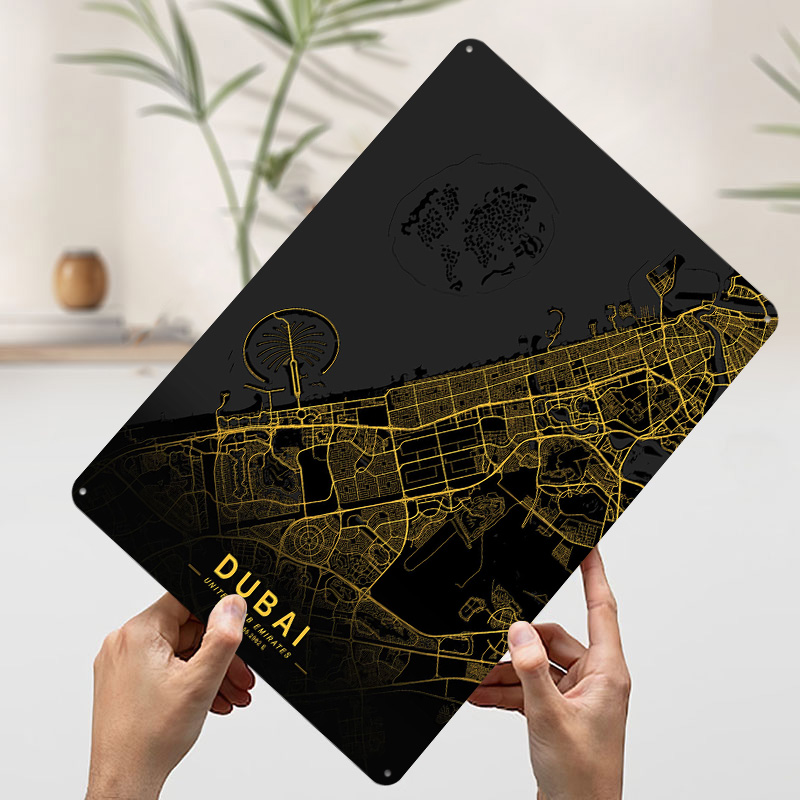Mapa Metálico Dorado de Dubái, - Home Decor Dubai reseña y precio