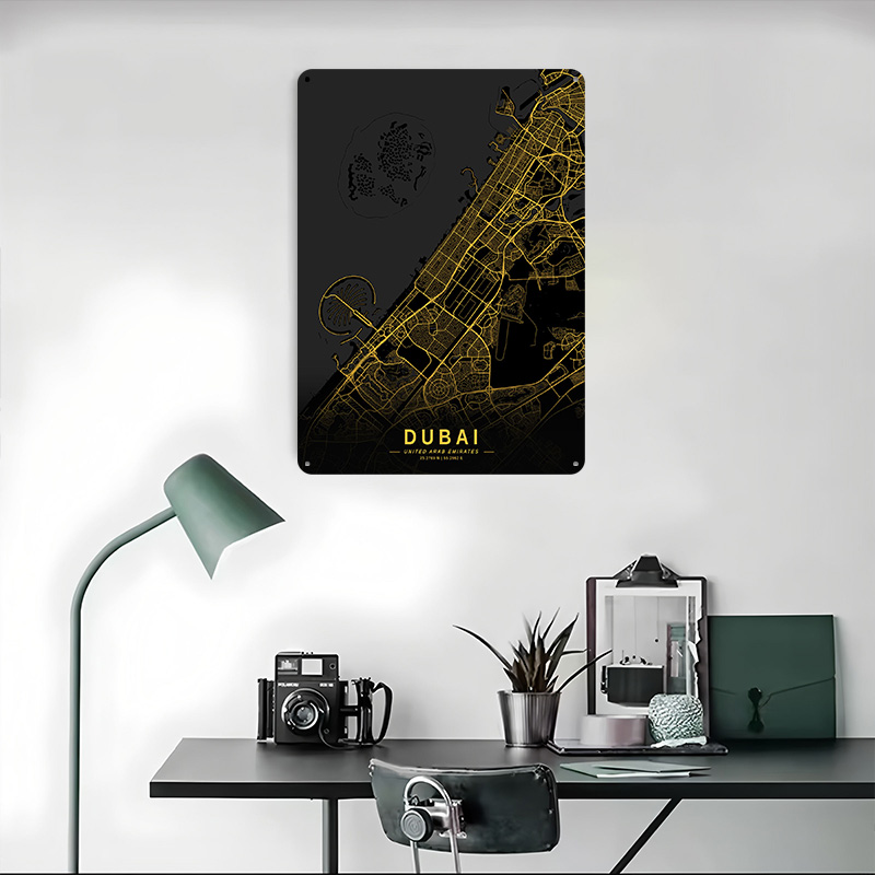 Mapa Metálico Dorado de Dubái, - Home Decor Dubai reseña y precio