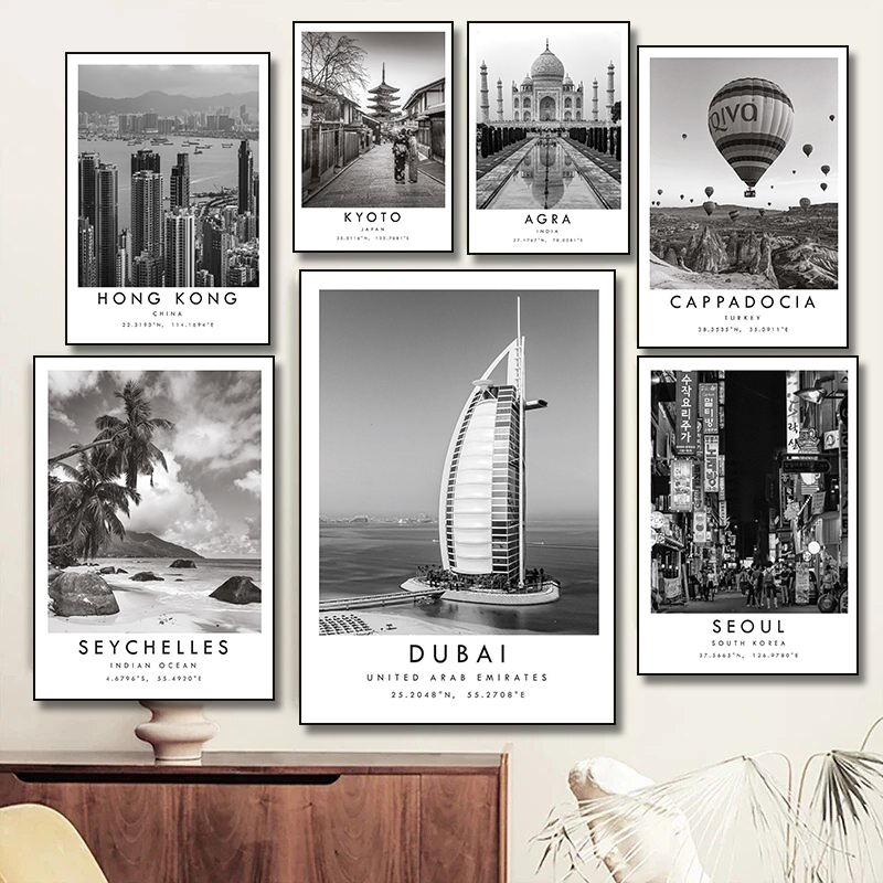 Póster de ciudad de viaje en b - Home Decor Dubai reseña y precio