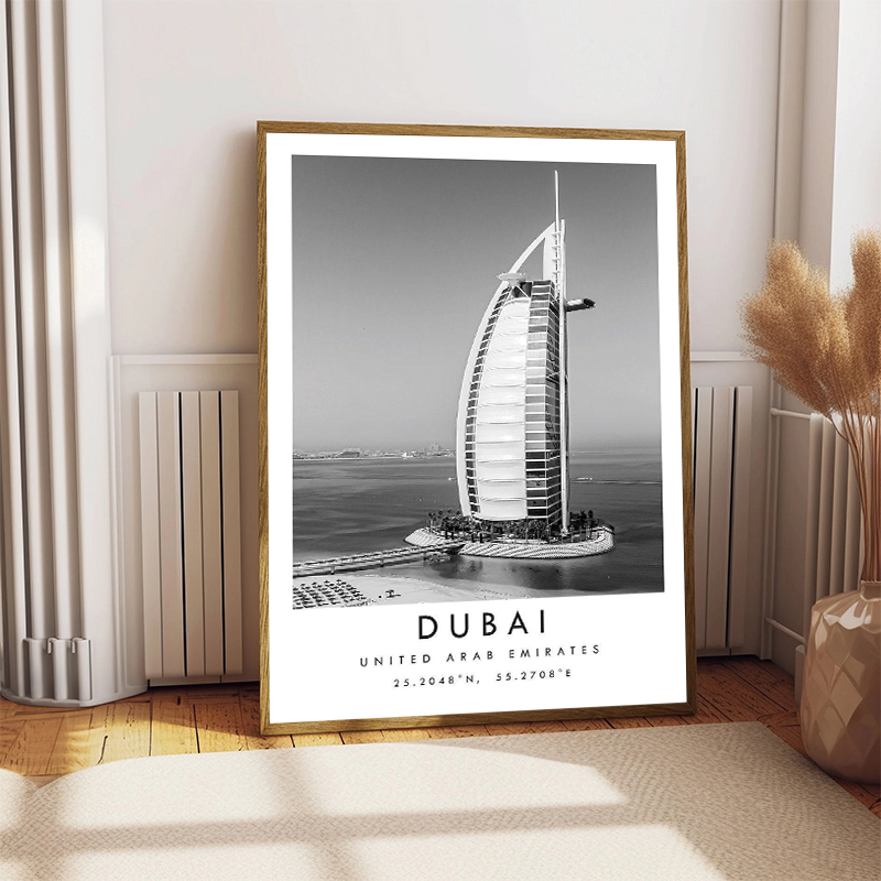 Póster de ciudad de viaje en b - Home Decor Dubai reseña y precio