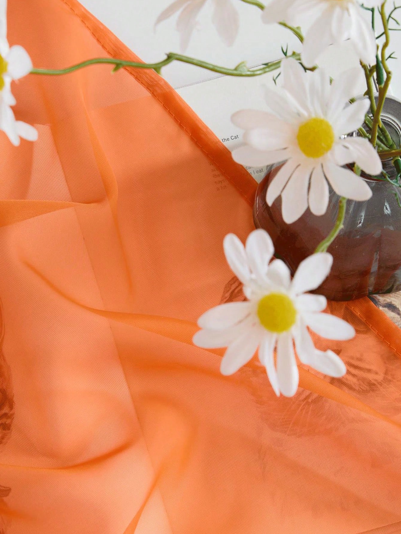 1 cortina elegante de organza  - Home Decor Orange reseña y precio