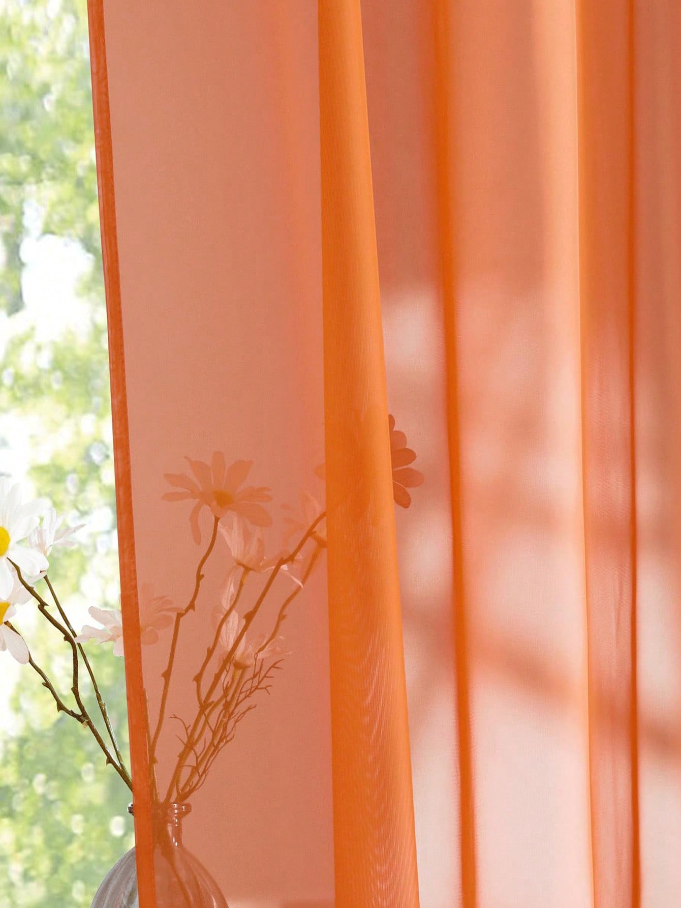 1 cortina elegante de organza  - Home Decor Orange reseña y precio