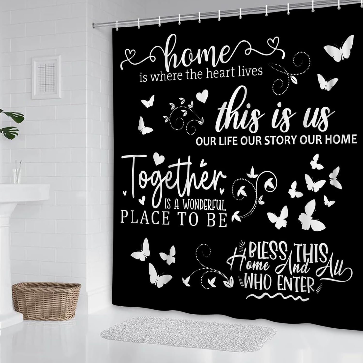 Cortina de Ducha Negra con Fra - Home Decor Quotes Ideas reseña y precio